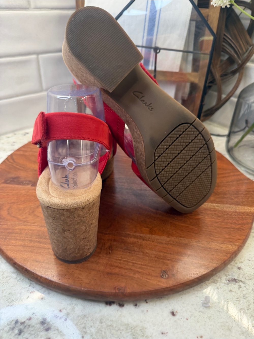 Clarks Collection Women's Leather Wedges Nerisa Pace Red - Picture 8 of 8